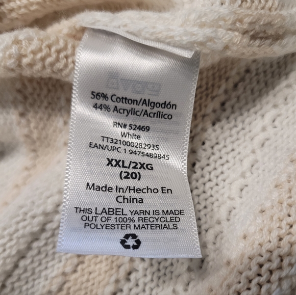 Time and Tru Pullover Three-quarter Sleeve Sweater Size XXL Ivory Tan - Picture 6 of 6